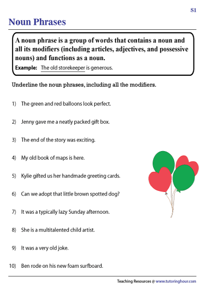 Nouns Worksheets Noun Phrases Worksheets Noun Phrase Worksheet 