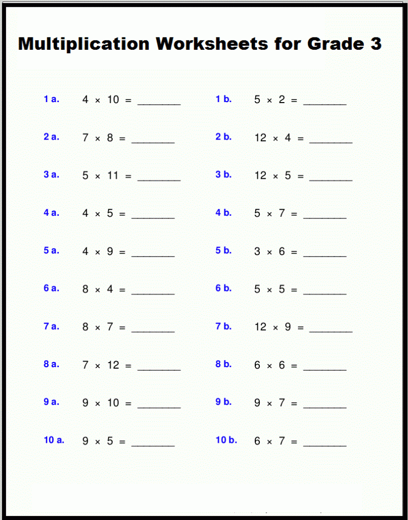 Number Sentences Multiplying By 3 3rd Grade Math Worksheet 