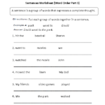 Order Of Sentences Worksheet