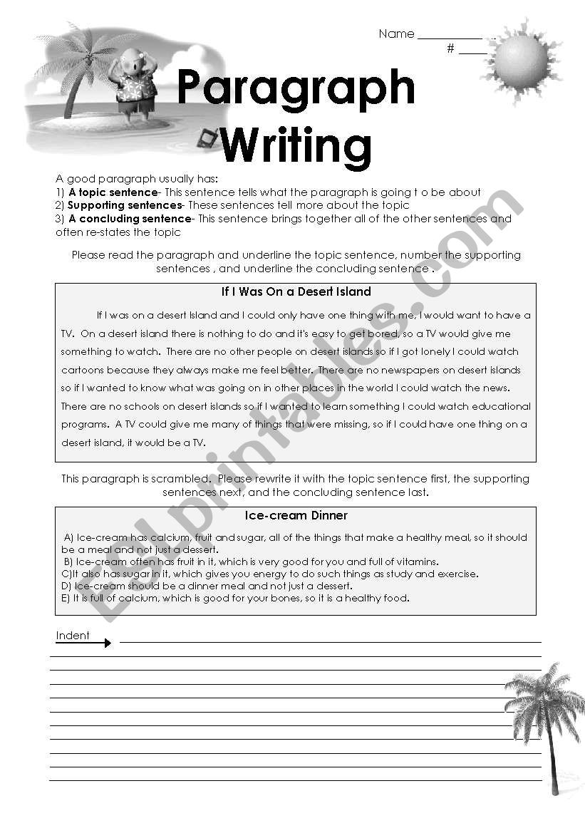 Paragraph Writing ESL Worksheet By Jessafish