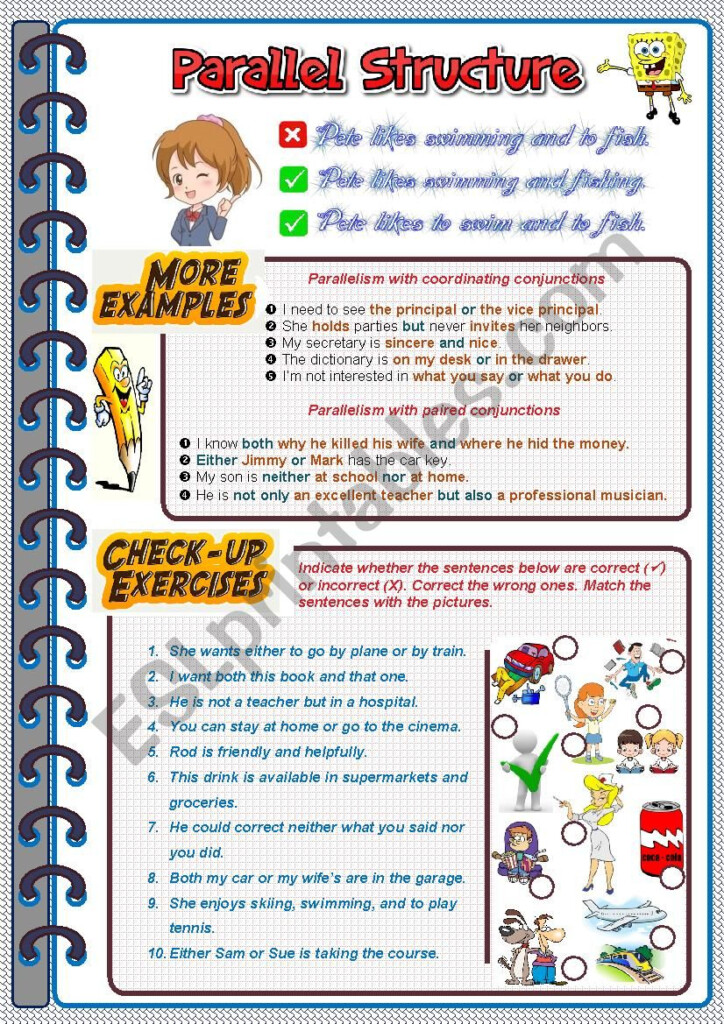 Parallel Structure ESL Worksheet By Nasreddine Sarsar