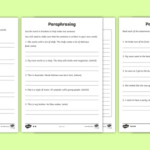 Paraphrasing Exercises With Answers PDF Primary Worksheets