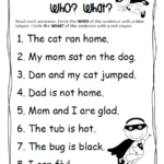 Parts Of A Sentence Worksheet