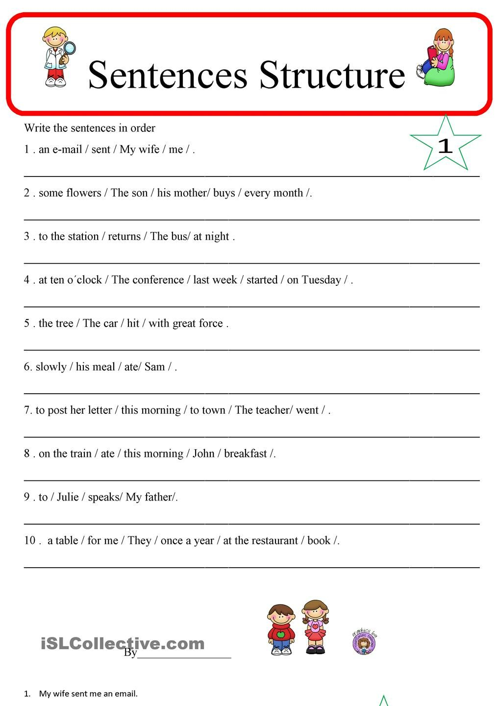 Parts Of A Sentence Worksheets