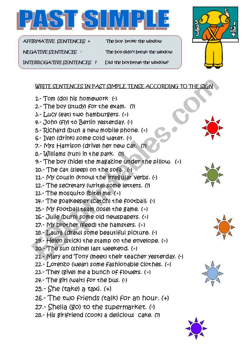 PAST SIMPLE Affirmative Negative And Interrogative ESL Worksheet By