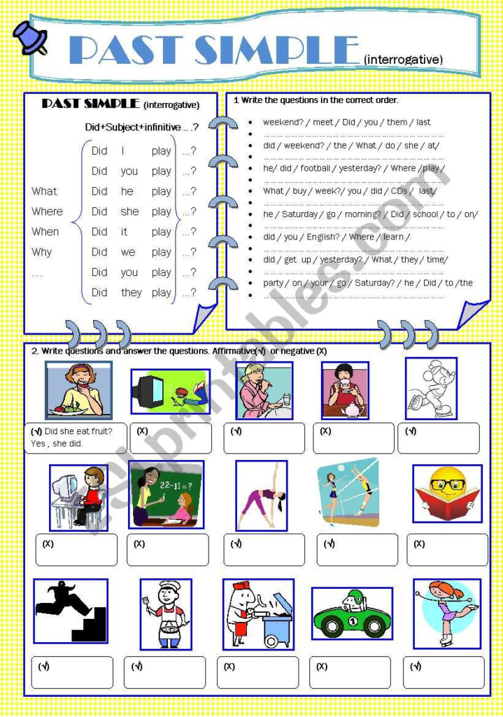 PAST SIMPLE INTERROGATIVE 3 4 ESL Worksheet By Isabel2010