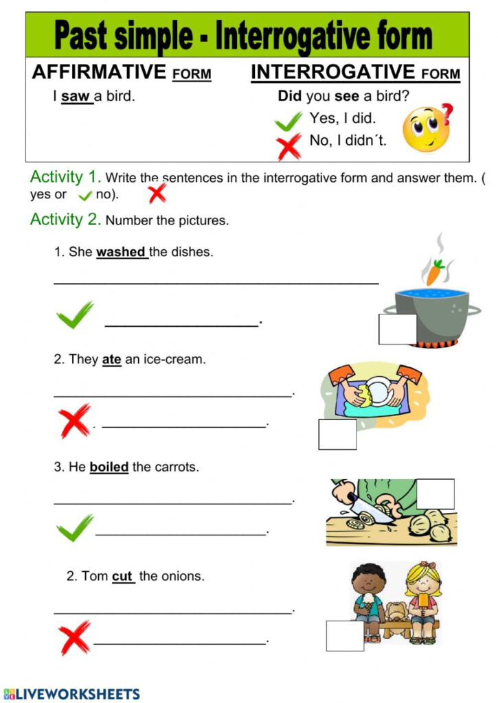 Past Simple Interrogative Form Worksheet Ejercicios De Ingles 