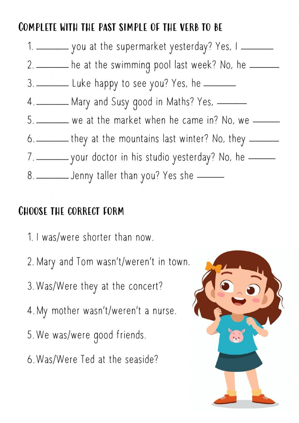 Past Simple To Be Interrogative Form Interactive Worksheet