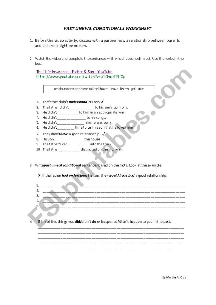 PAST UNREAL CONDITIONAL WORKSHEET ESL Worksheet By Macruz