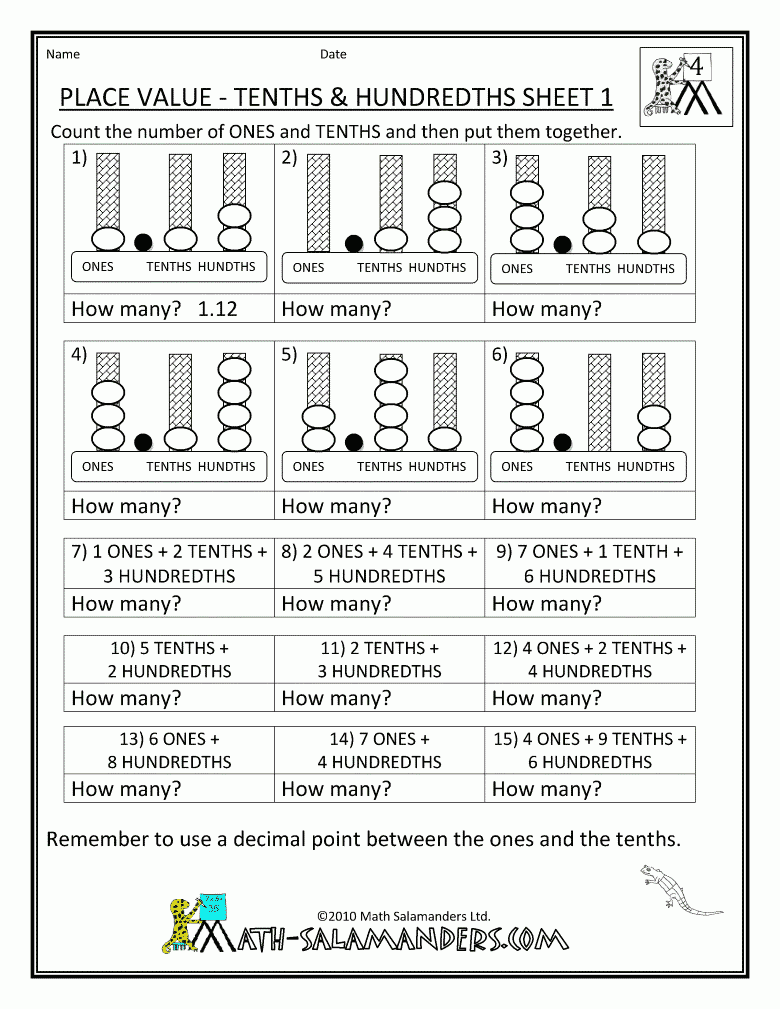 Place Value Activity 4Th Grade