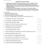 Prepositional Phrase Worksheet With Answers