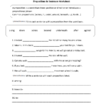 Prepositional Phrases Worksheets Prepostions In Sentences Worksheet