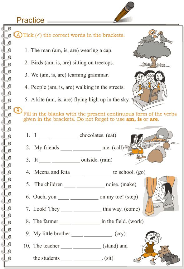 Present Continuous Tense Worksheets For Grade 4