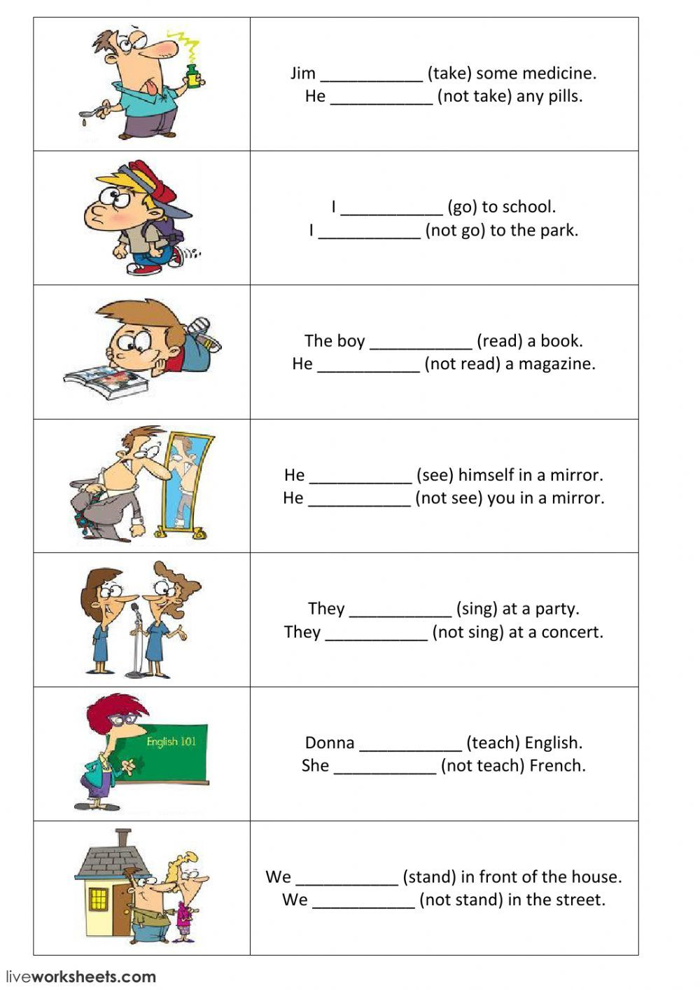 Present Simple Positive And Negative Sentences Part 1 Ficha