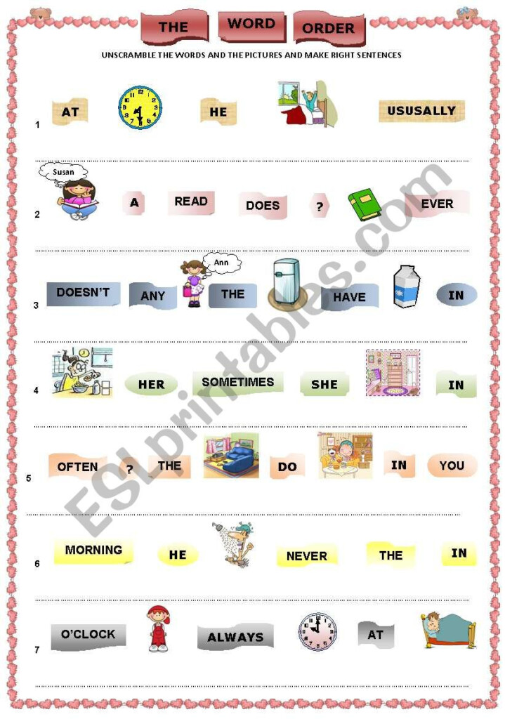 PRESENT SIMPLE THE WORD ORDER ESL Worksheet By Lamejor