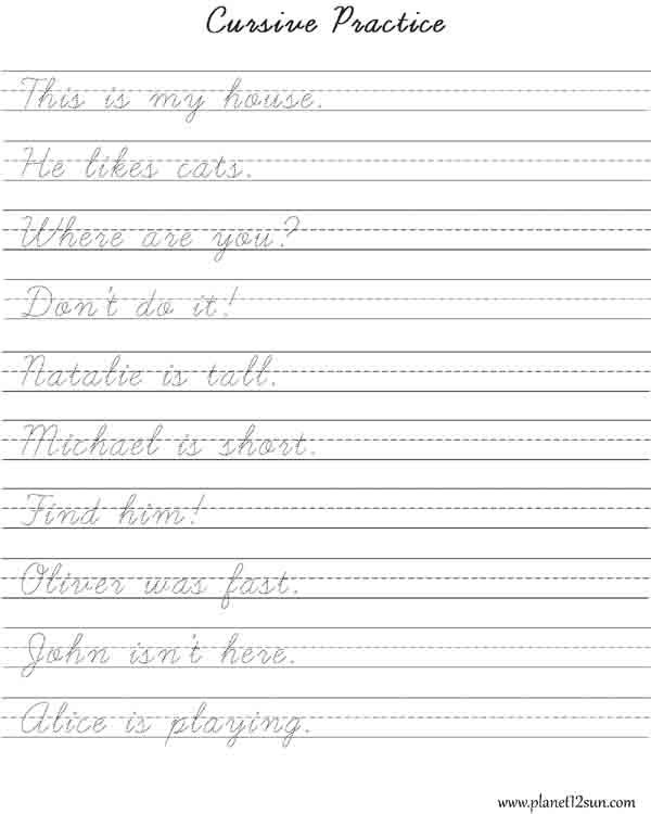 Printable Cursive Practice Sheets Pdf