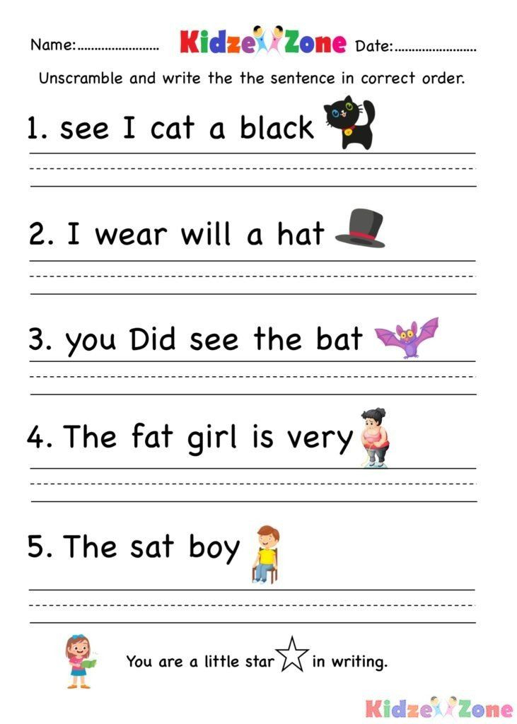 Printable Kindergarten Writing Sentences Worksheets