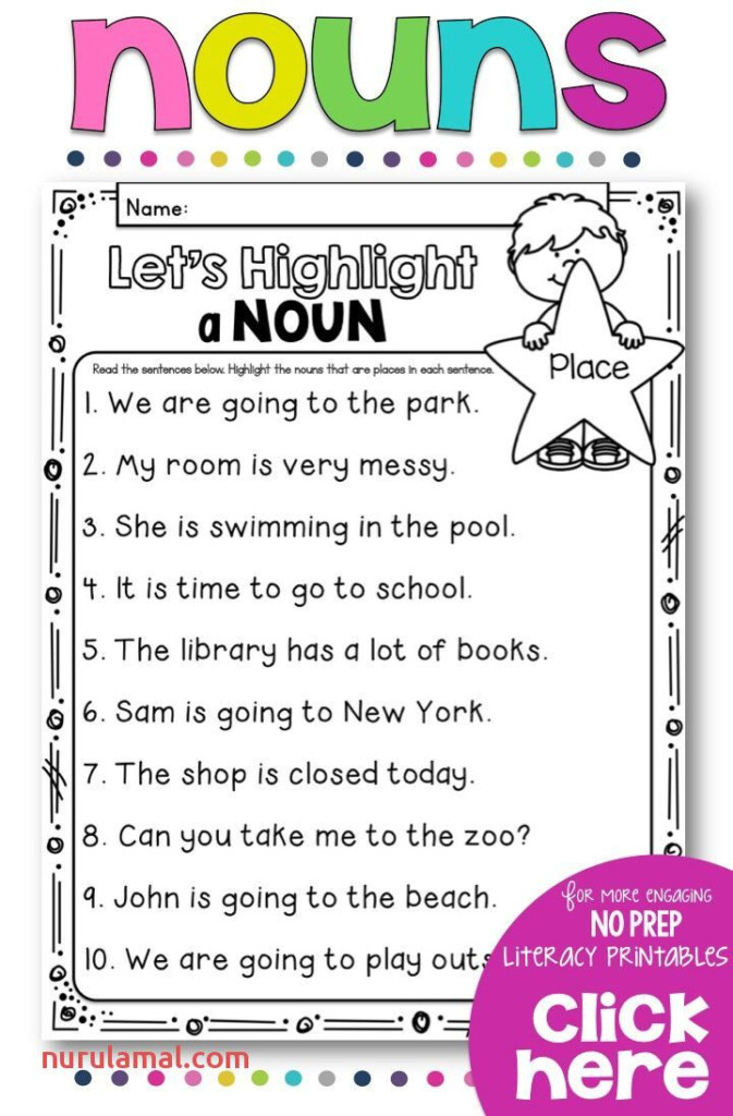 Printable Noun Worksheet