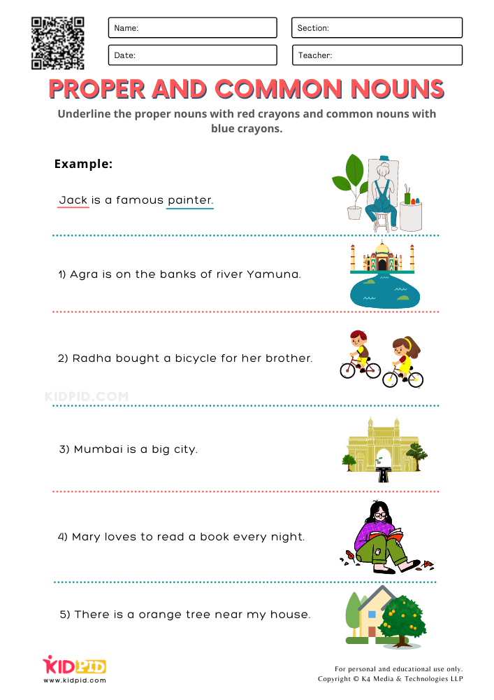 Proper And Common Nouns Printable Worksheets For Grade 1 Kidpid