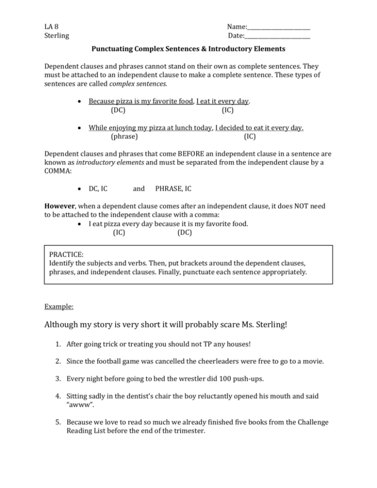 Punctuating Complex Sentences