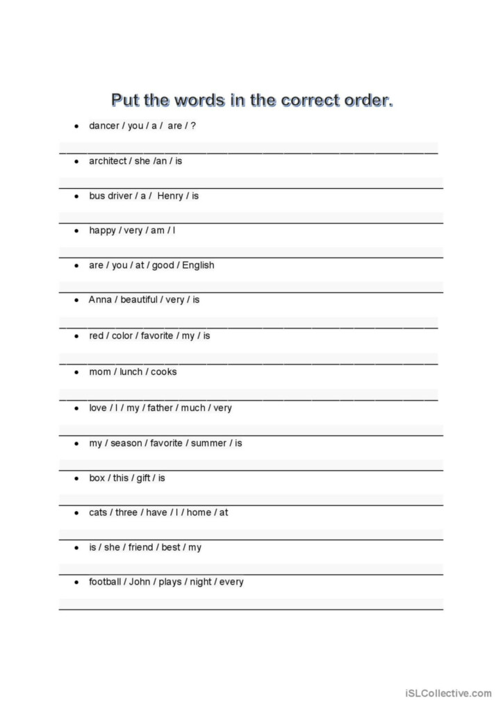 Put The Words In The Correct Order English ESL Worksheets Pdf Doc