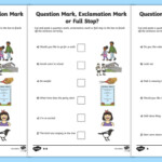 Question Mark Full Stop Or Exclamation Mark Differentiated Worksheet