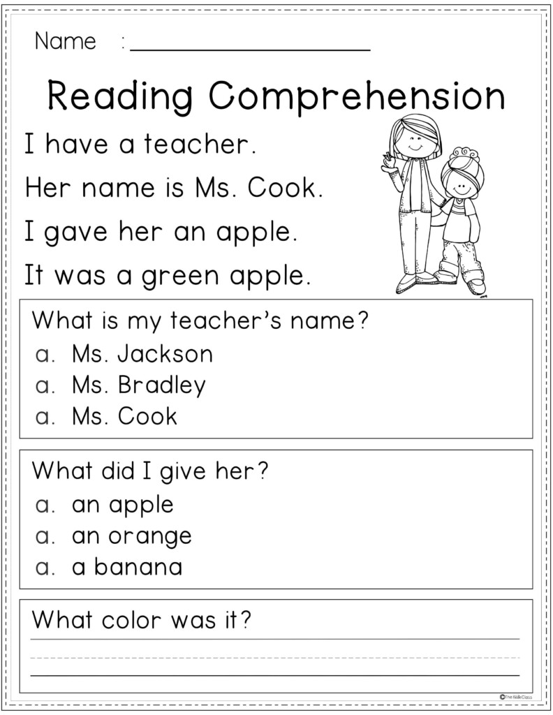 Reading Comprehension Worksheet Second Grade