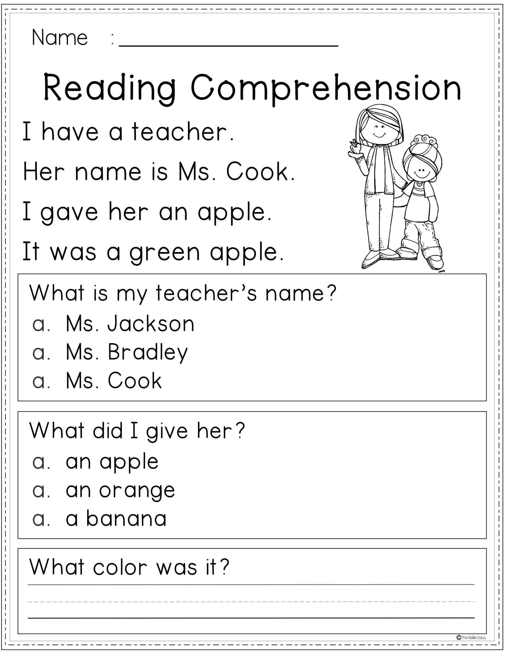 Reading Comprehension Worksheet Second Grade