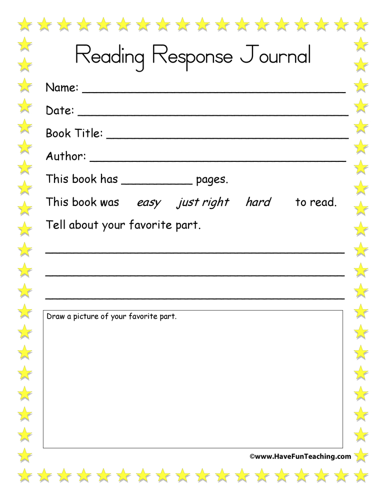 Reading Response Journal Have Fun Teaching