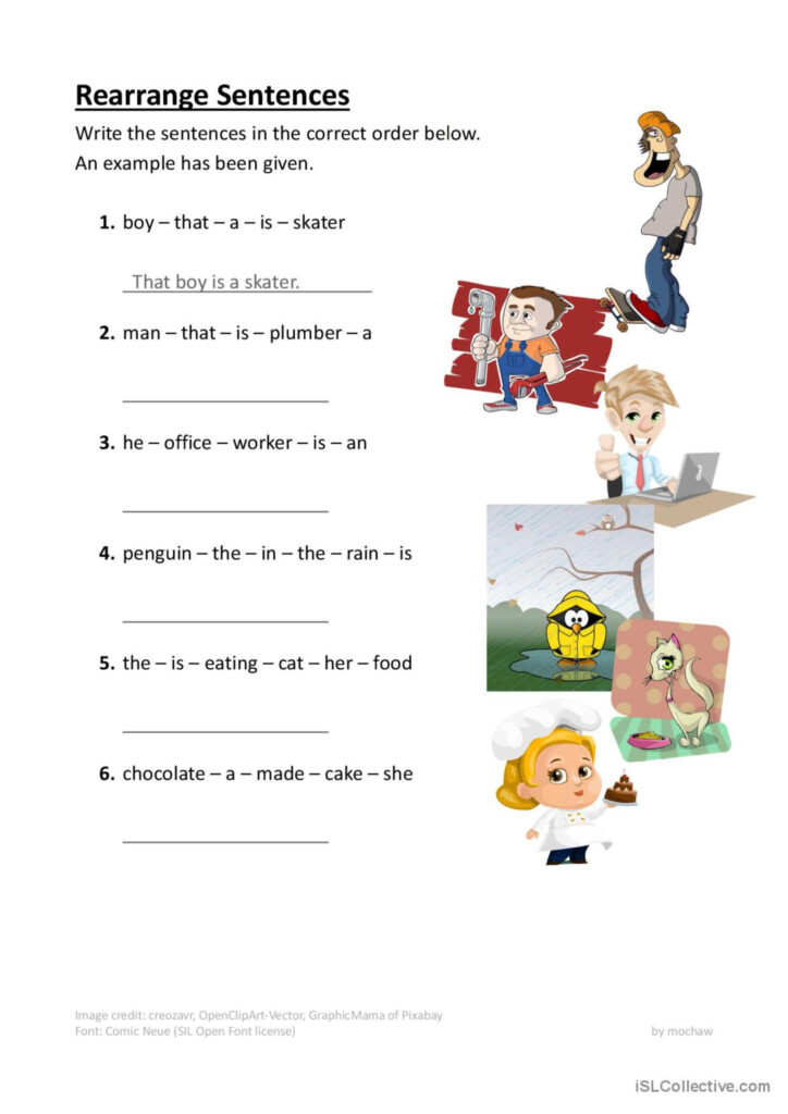 Rearrange Words Into Sentences Gener English ESL Worksheets Pdf Doc