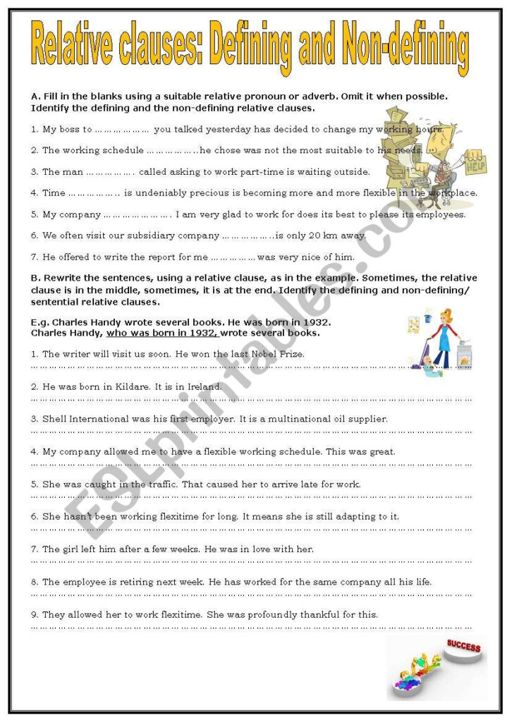Relative Clauses Defining And Non defining ESL Worksheet By Fatimalopes