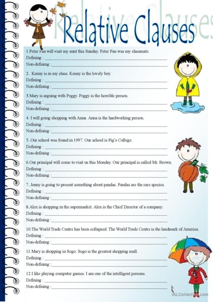 Relative Clauses English ESL Worksheets Pdf Doc