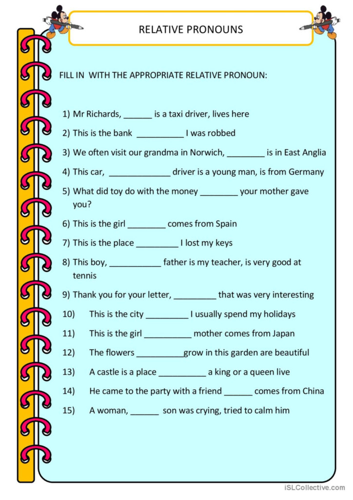 RELATIVE PRONOUNS English ESL Worksheets Pdf Doc