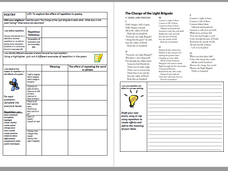 Repetition Worksheet Lesson Teaching Resources