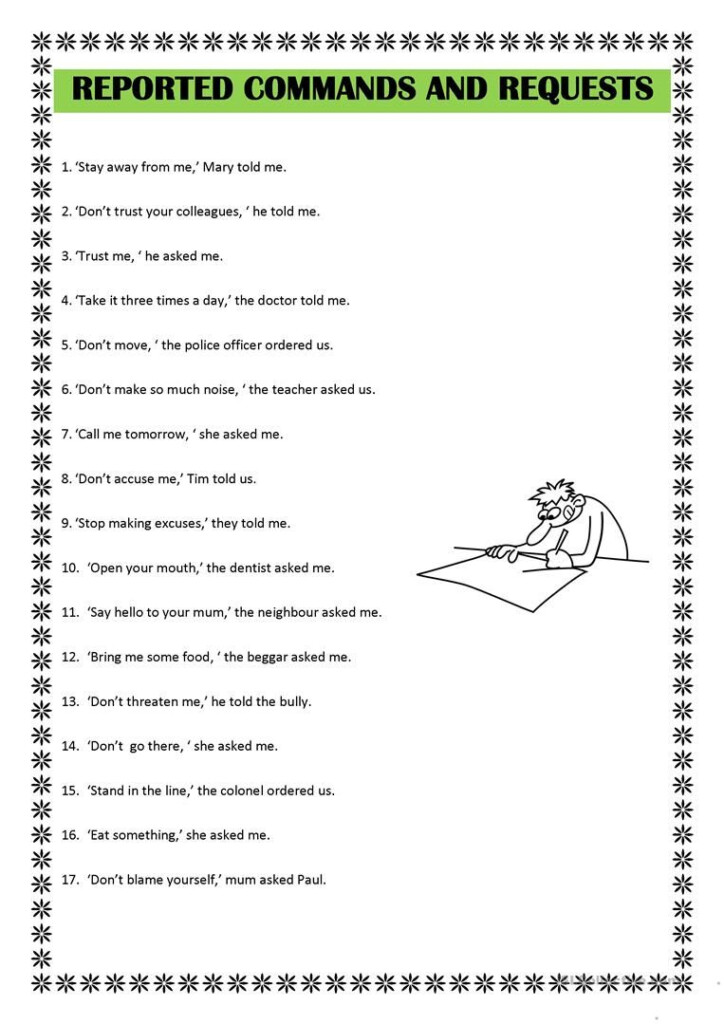 Reported Commands And Requests English ESL Worksheets For Distance 