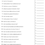 Rewriting Number Sentences Worksheet Numerical Expression