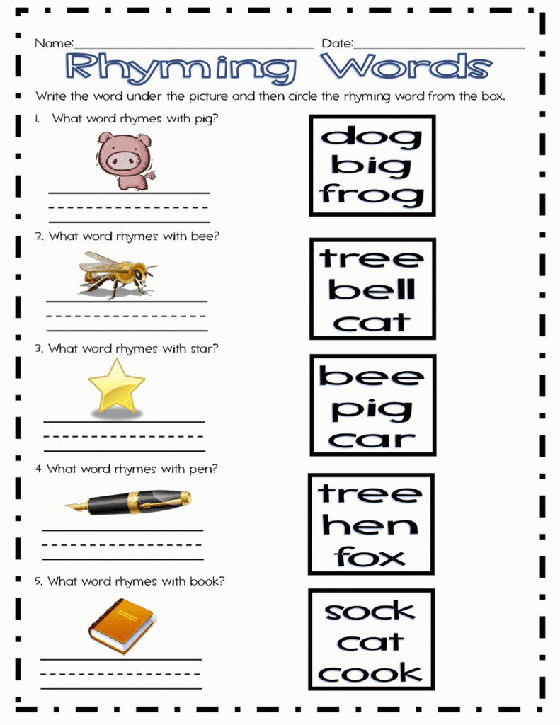 Rhyming Words Worksheet Grade 2