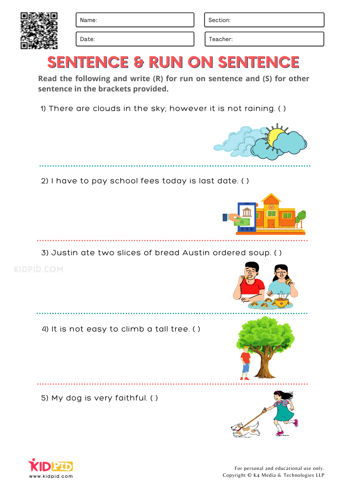 Run On Sentence Printable Worksheets For Grade 2 Kidpid