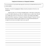 Run on Sentences Worksheet With Answers Pdf