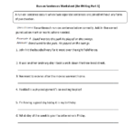 Run On Sentences Worksheets Correcting Run On Sentences Worksheet Part 1