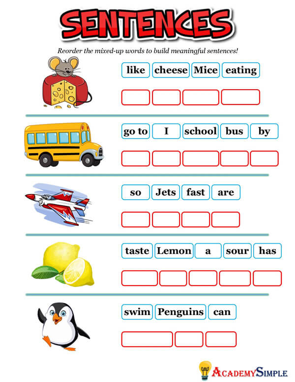 Scrambled Sentences Worksheet 2 Academy Simple