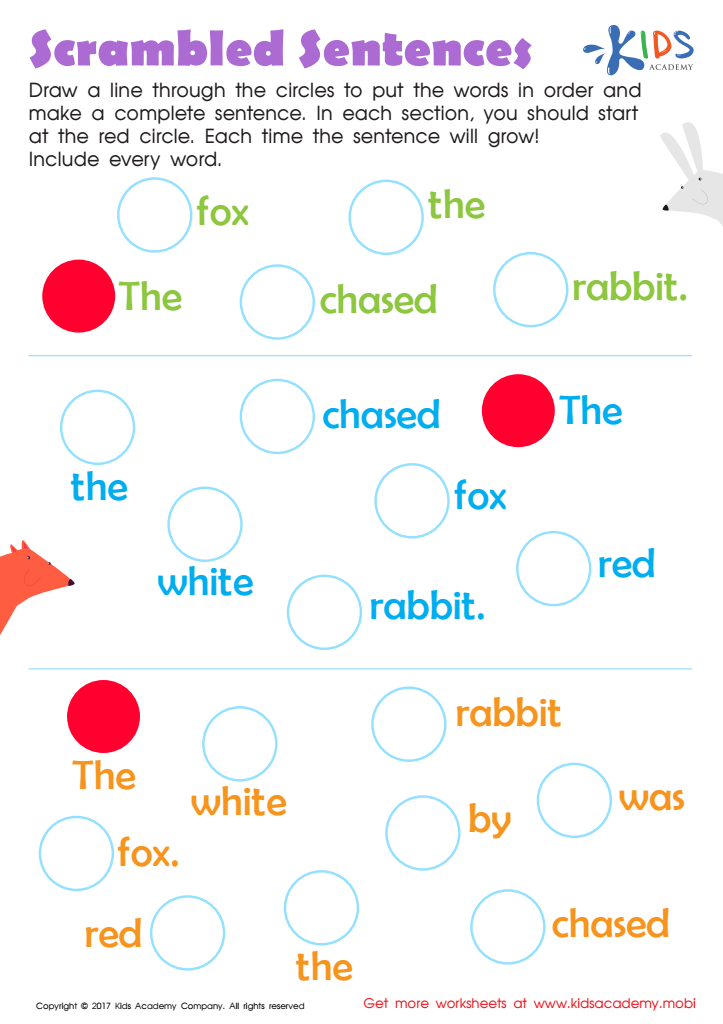 Scrambled Sentences Worksheet Downloadable PDF For Kids