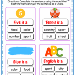 Sentence Completion Grade 1 English Created Resources