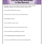 Sentence Correction Worksheets 3rd Grade