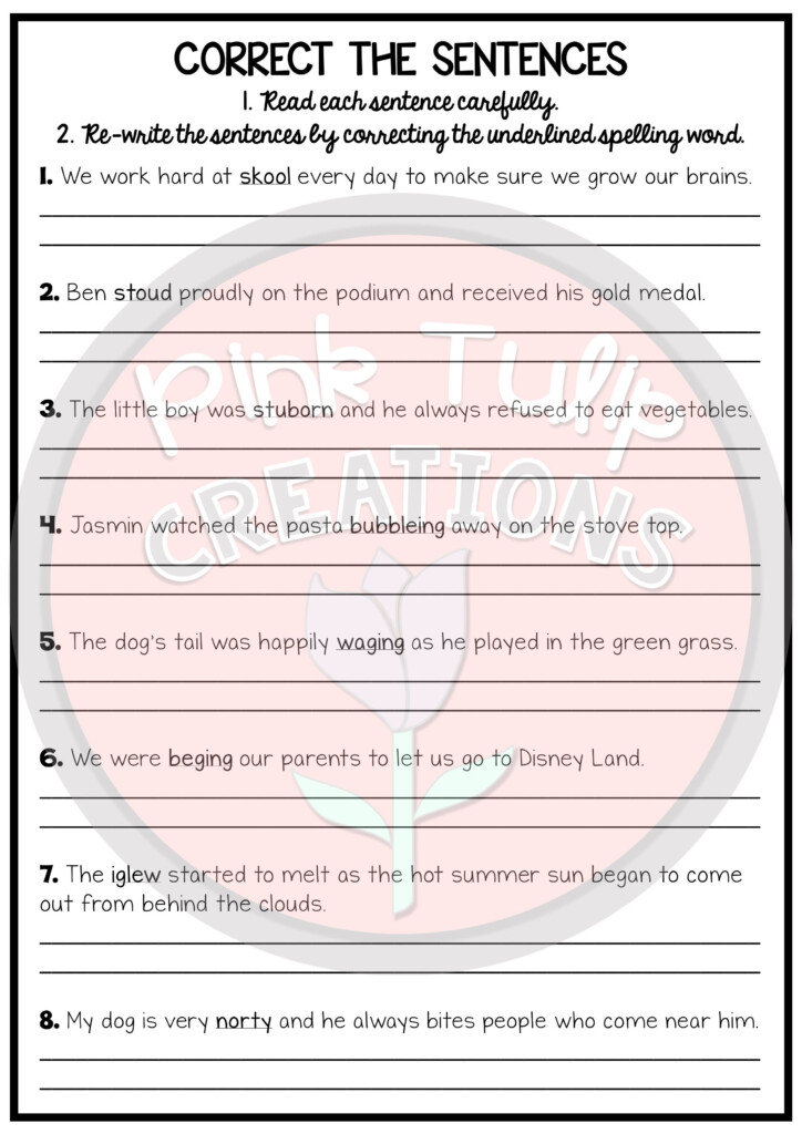 Sentence Correction Worksheets 3rd Grade