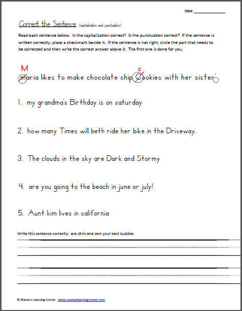 Sentence Correction Worksheets 3rd Grade Worksheets Master