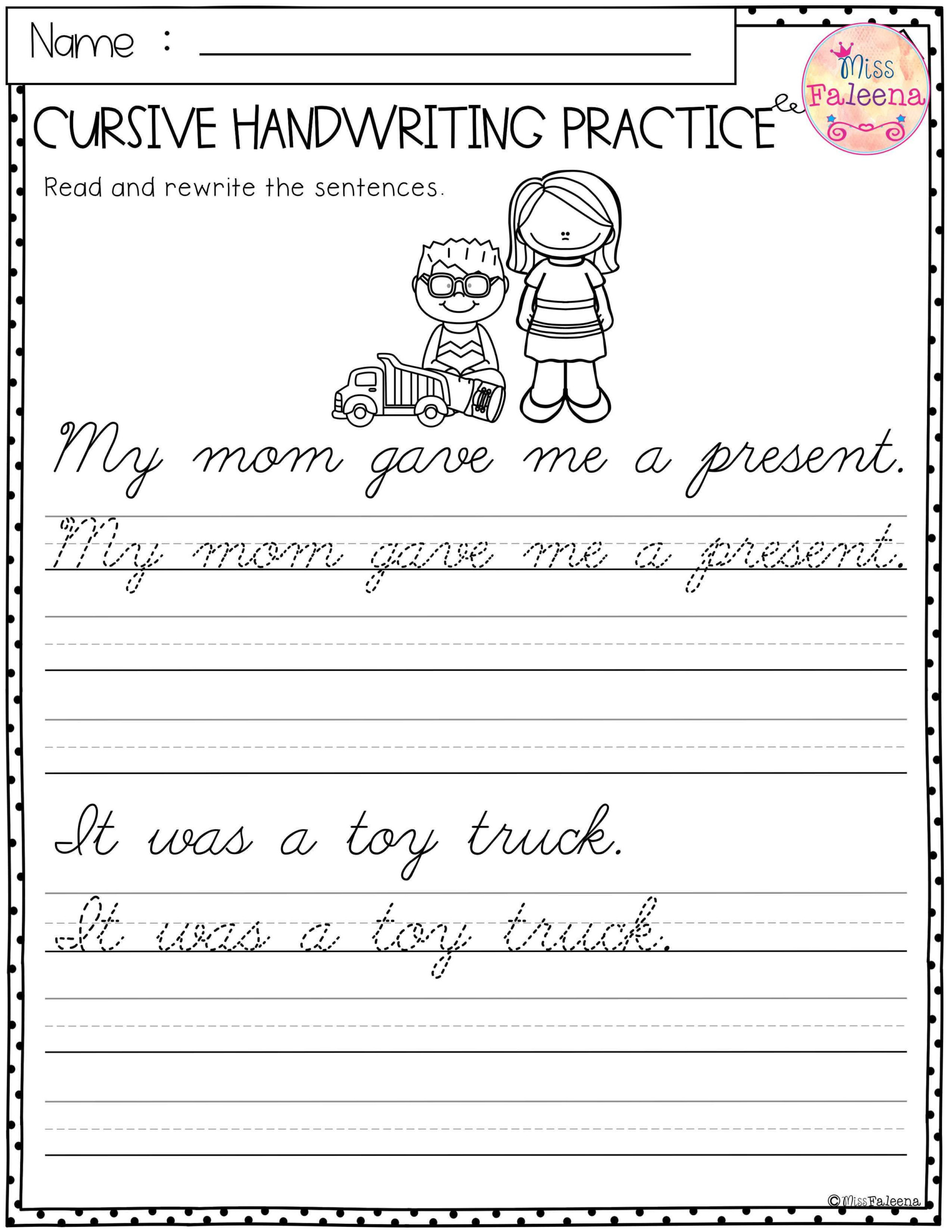 Sentence Cursive Tracing Worksheets Pdf Name Tracing Generator Free