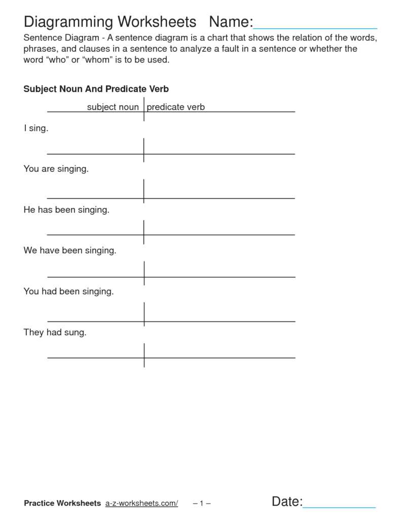 Sentence Diagram Worksheet