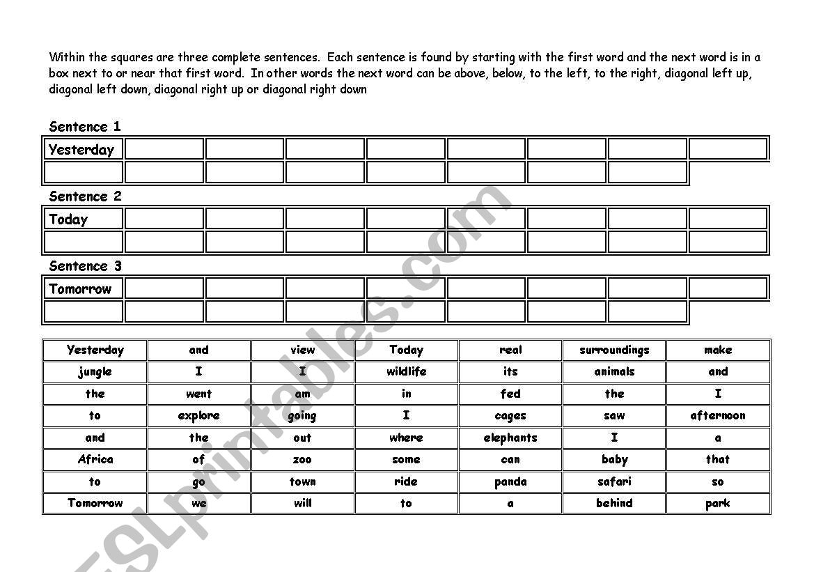 Sentence Maze ESL Worksheet By Logos