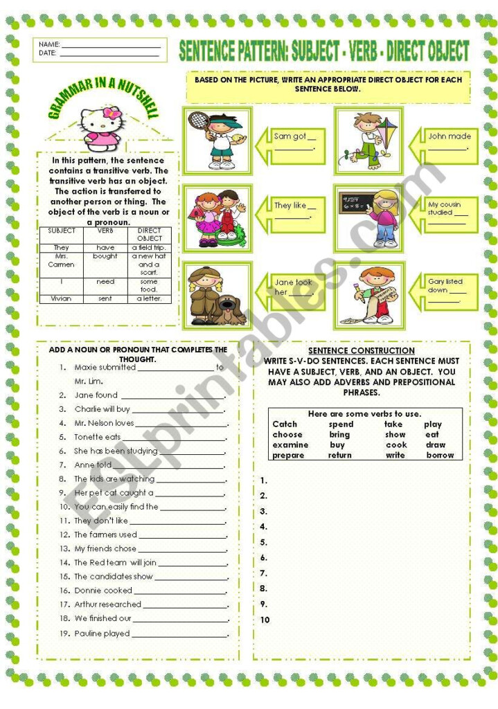 SENTENCE PATTERN S V DO ESL Worksheet By Mavic15